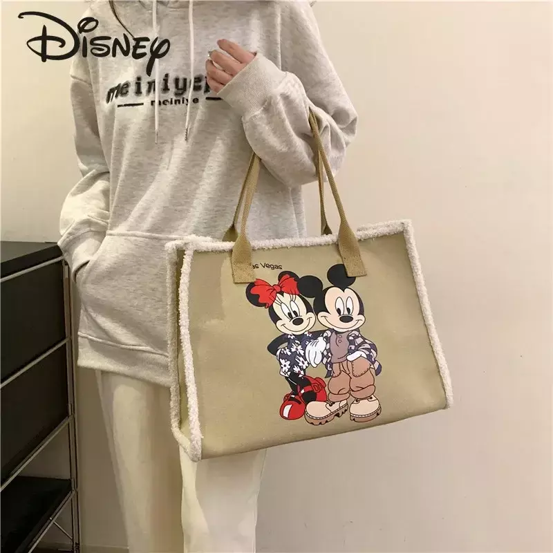 Disney-Bolso de mano de Mickey para mujer, bolsa de lona de gran capacidad, informal, a la moda y de alta calidad