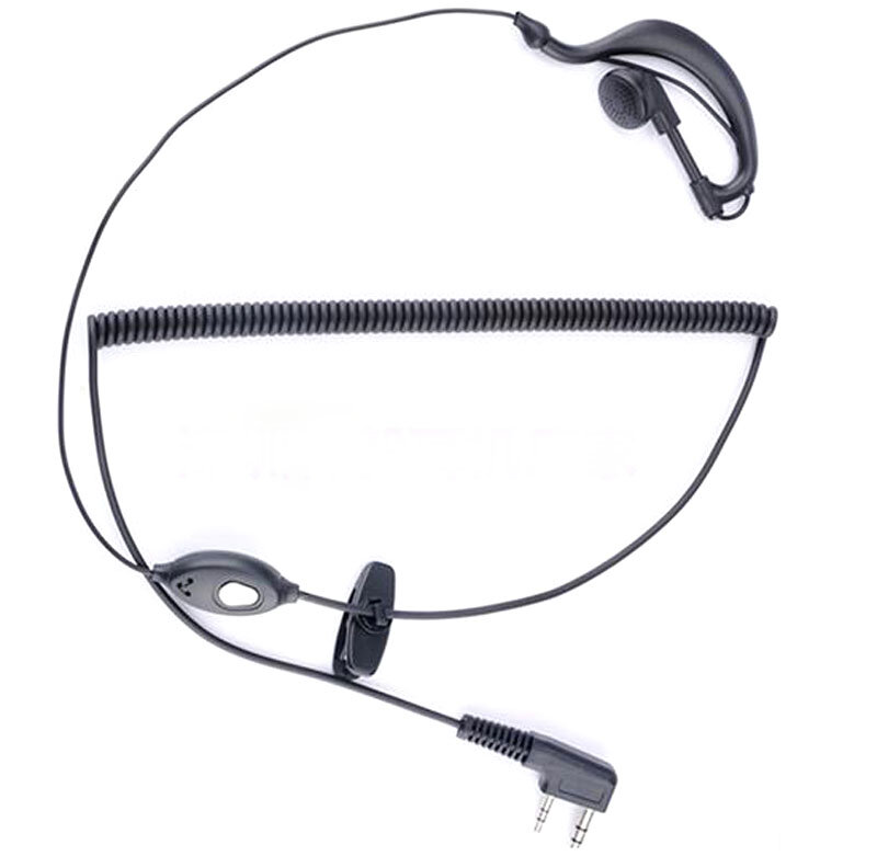 Baofeng-UV-5R de Radio bidireccional, 2 pines, gancho para la oreja, micrófono PTT, manos libres, auriculares flexibles, micrófono para Kenwood 888s HYT Walkie Talkie, 10 Uds.