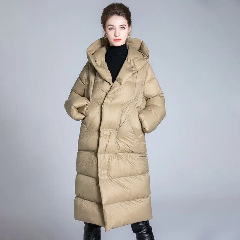 Sudaderas con capucha de plumón de pato blanco para mujer, chaquetas cálidas a prueba de viento para esquí, abrigos de invierno, 2023