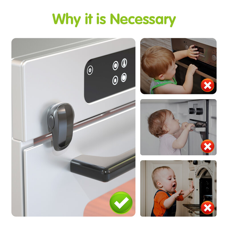 SAFELON 1 Pak Kunci Pintu Oven Pengaman Bayi, Kunci Oven Tombol Ganda untuk Keamanan Dapur