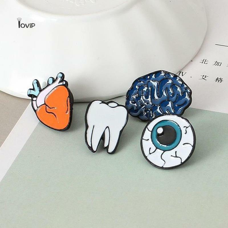 Zęby artoon broszka emaliowana plakietka ze stopu narządów mózgu koszula dżinsowa torba broszka biżuteria akcesoria prezenty dla przyjaciół z zębami