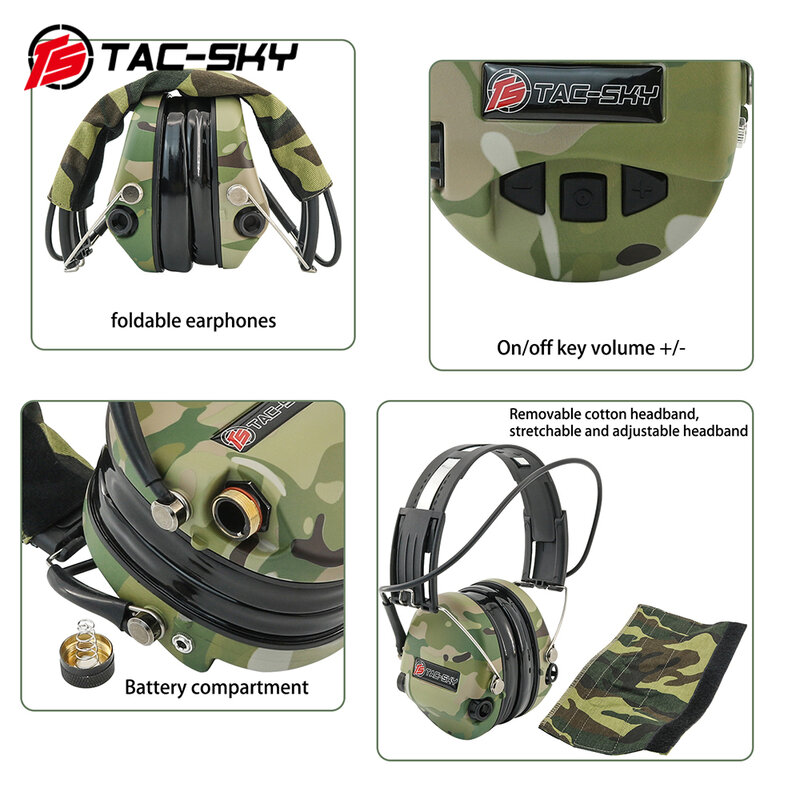 TAC-SKY หูฟังยุทธวิธี sordin IPSC หูฟังอิเล็กทรอนิกส์สำหรับ Headset taktis ตัดเสียงรบกวนสำหรับการยิงปิ๊กอัพ