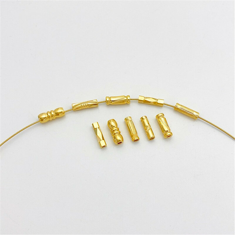 18K Gold Coated Bucket Bead Tube Bead Cut Thread Separated Bead DIY Beaded Bracelet Necklace Headpiece Material Accessories L263