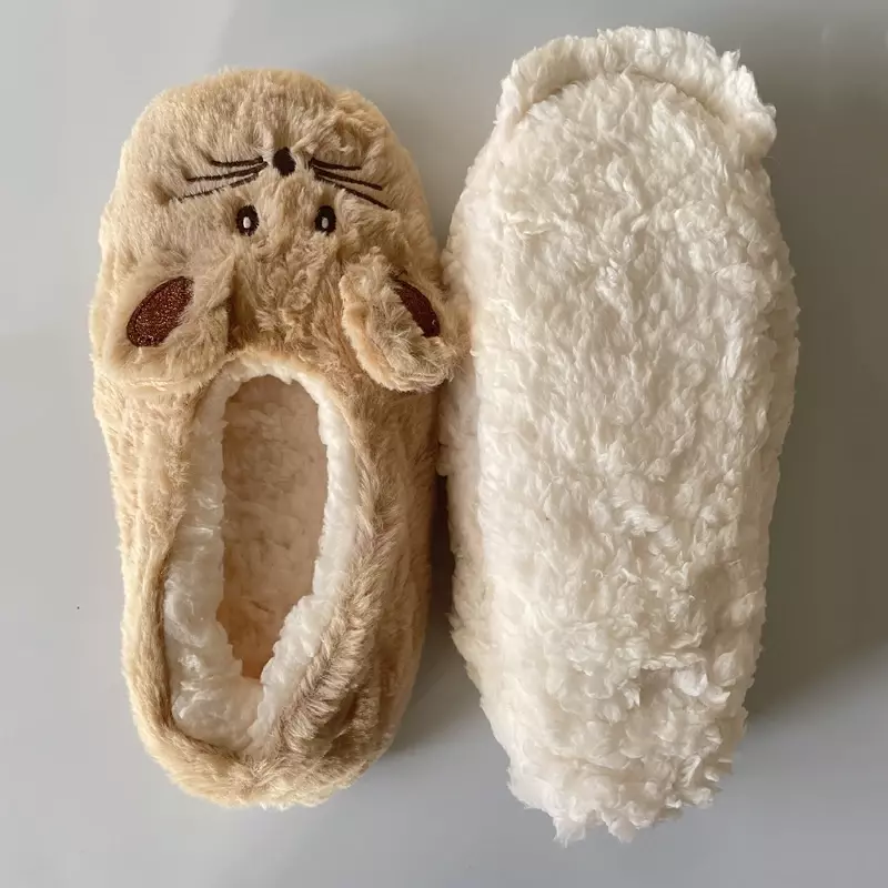 Dom pantofel domu kobiety zimowe futro Contton ciepłe pluszowe antypoślizgowa Grip kryty puszyste leniwy mysie uszy Fuzzy buty kobiet słodkie śmieszne