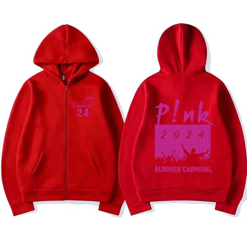 Pink Singer Summer Carnival 2024 Zipper Hoodies Harajuku Hip Hop Pullovers Men Women Zip Up Sweatshirts Streetwear Fans Gift Y2K