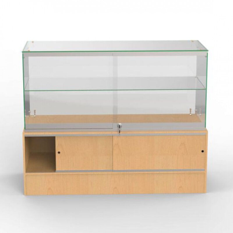 Vitrina de vidrio personalizada sin marco con gabinete de almacenamiento, Mostrador de exhibición Bloqueable, escaparate de vidrio para joyería