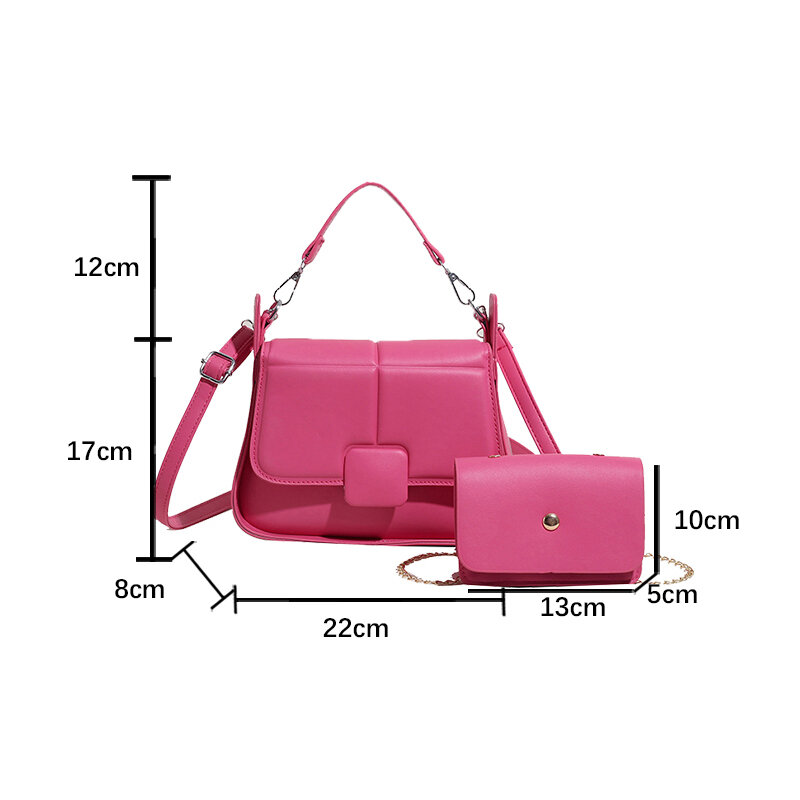 Модная Сумка-седло, серебристая маленькая сумка на плечо для женщин 2024, Высококачественная однотонная женская сумка-мессенджер из искусственной кожи, 2 комплекта