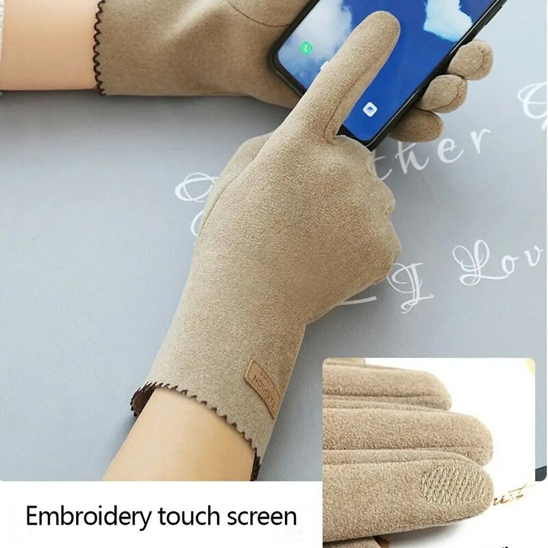 Anti-Slip Houd Warme Handschoenen Nieuwe Winddichte Touchscreen Wanten Duitse Fluwelen Full Finger Handschoenen Vrouwen