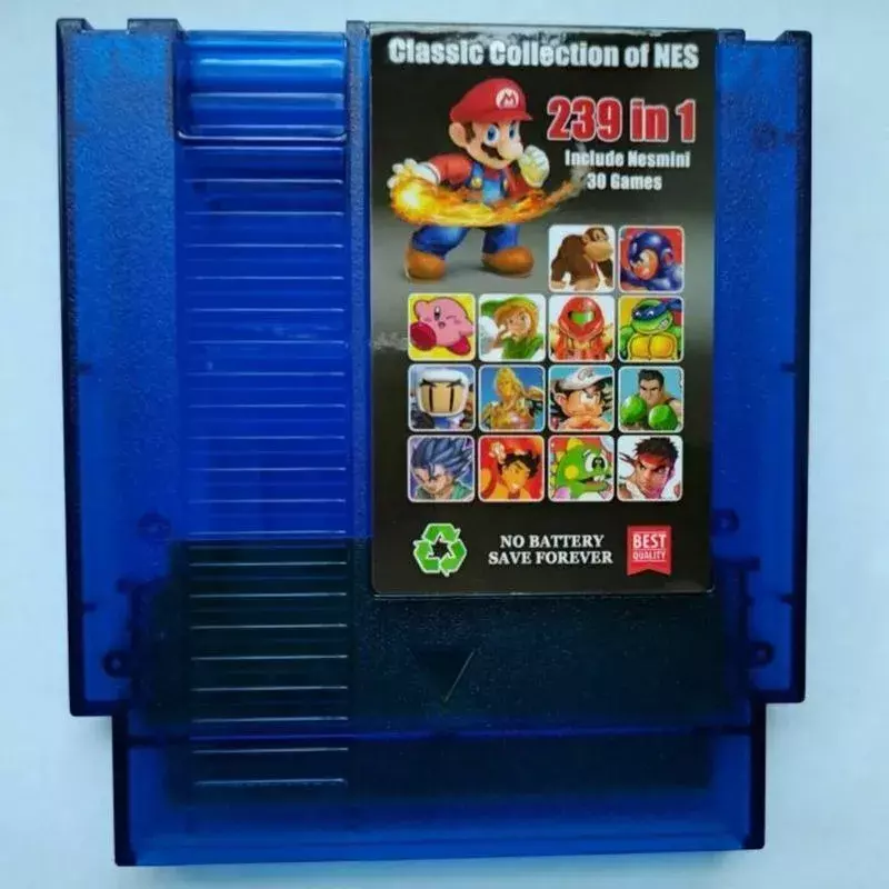 Cartão de jogo combinado FC para NES, cartucho vermelho e azul, 239 em 1, 239 em 1