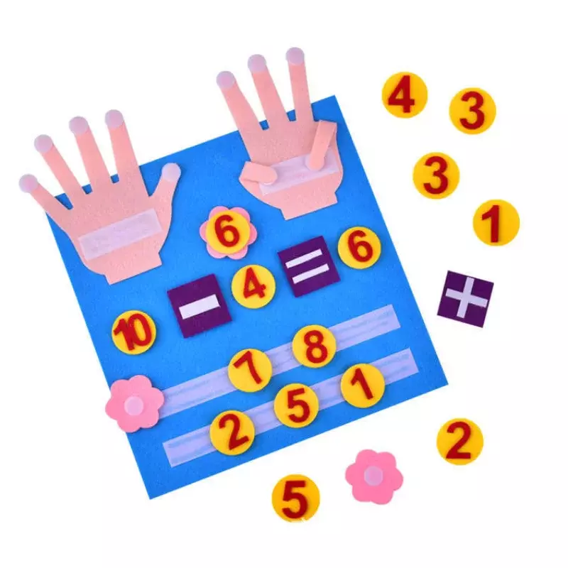 เด็ก Montessori ของเล่น Felt นิ้วมือตัวเลขคณิตศาสตร์ของเล่นเด็กนับการเรียนรู้สำหรับเด็กวัยหัดเดิน Intelligence พัฒนา30*30ซม.