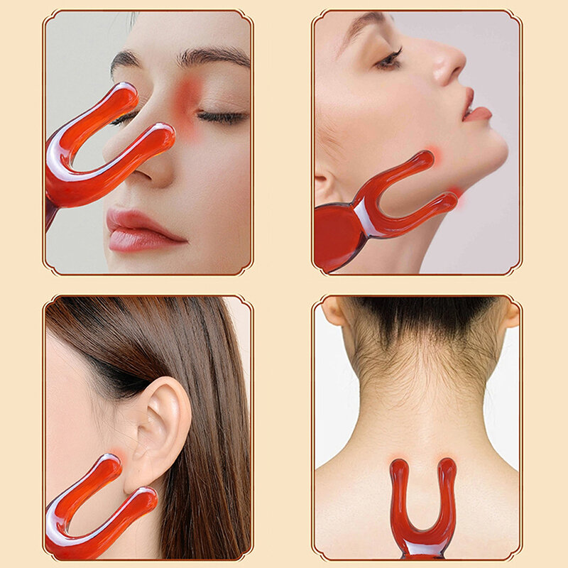 1Pcs Red Plastics Nose Lifter Shaper Facial Acupoint Massage Multi-Functional Handheld Body Massage Caring Relaxation Tool