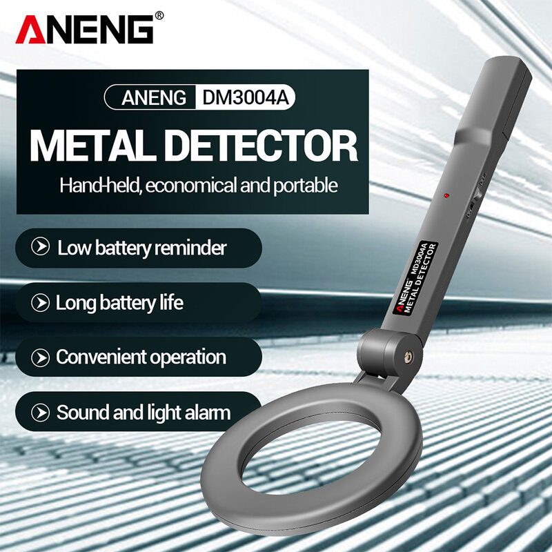 ANENG DM3004A detektor logam portabel, alat pendeteksi logam genggam LED dioperasikan baterai, alat pencarian profesional Hotel