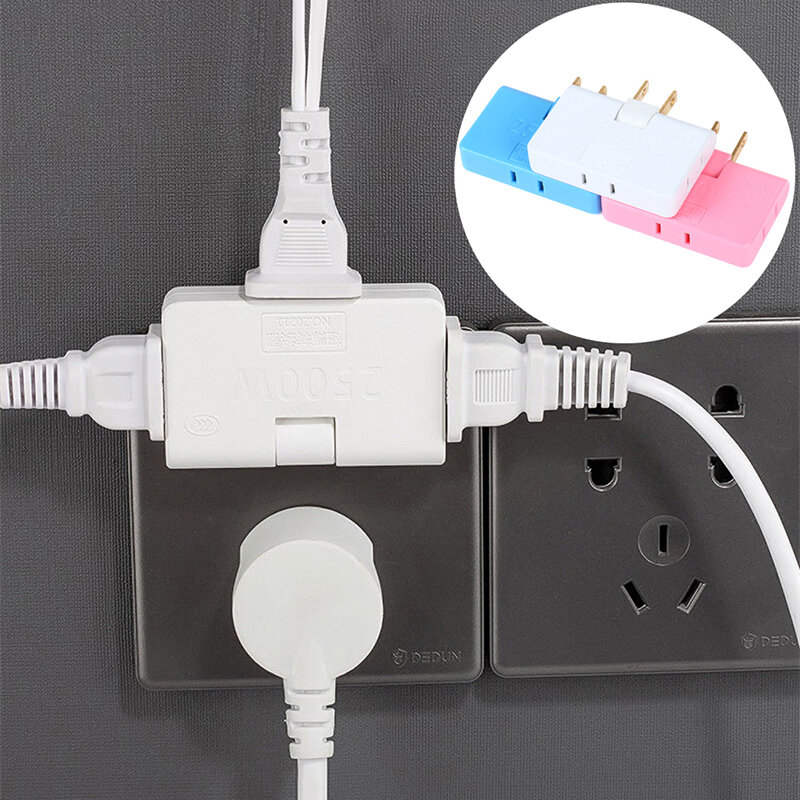 Adaptor soket dapat diputar 180 ° 3 dalam 1, soket USB adaptor soket nirkabel ramping Mini colokan ekstensi US 3 dalam 1