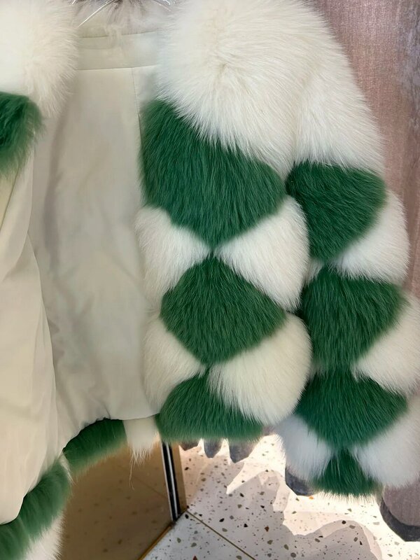 Cappotto di pelliccia con scollo a v versione corta allentata hit the color cardigan design caldo e confortevole 2023 inverno nuovo 1130