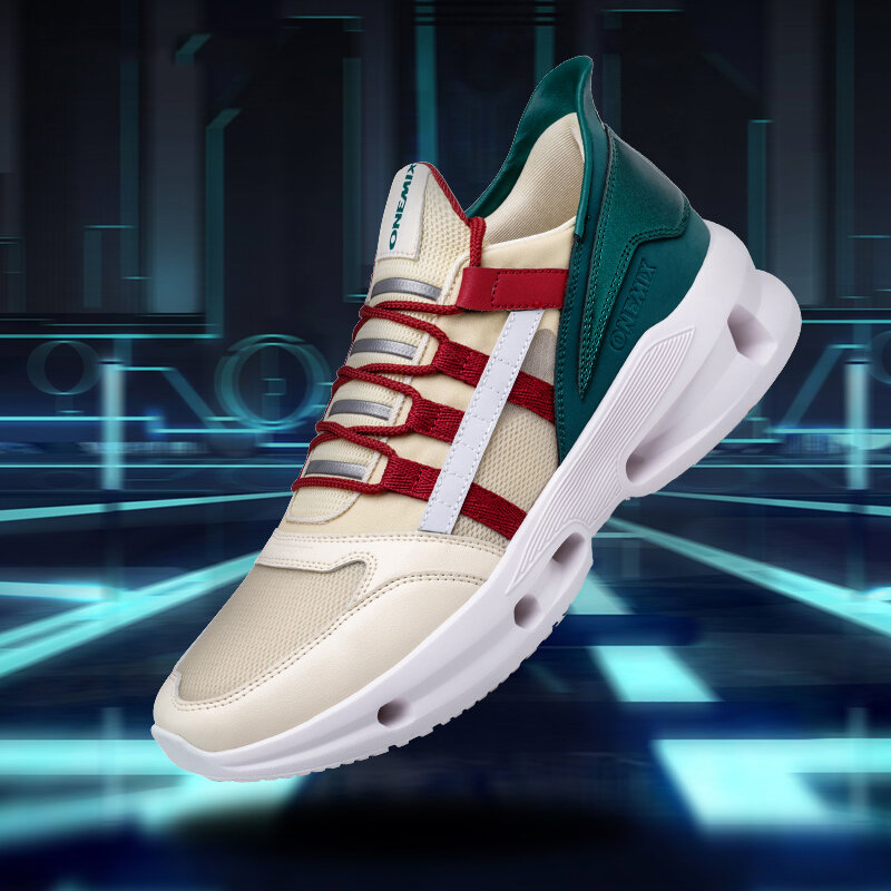 ONEMIX Sepatu Lari Jejak untuk Pria Sneakers Tren Teknologi Fashion Sepatu Jalan Kaki Olahraga Pelatih Atletik Luar Ruangan Pria