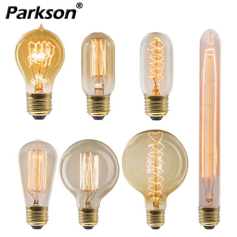 Lampadina Edison retrò dimmerabile E27 AC 220V 110V 40W lampade a filamento per decorazioni industriali Vintage A19 ST64 T10 T45 G80 G95 G125