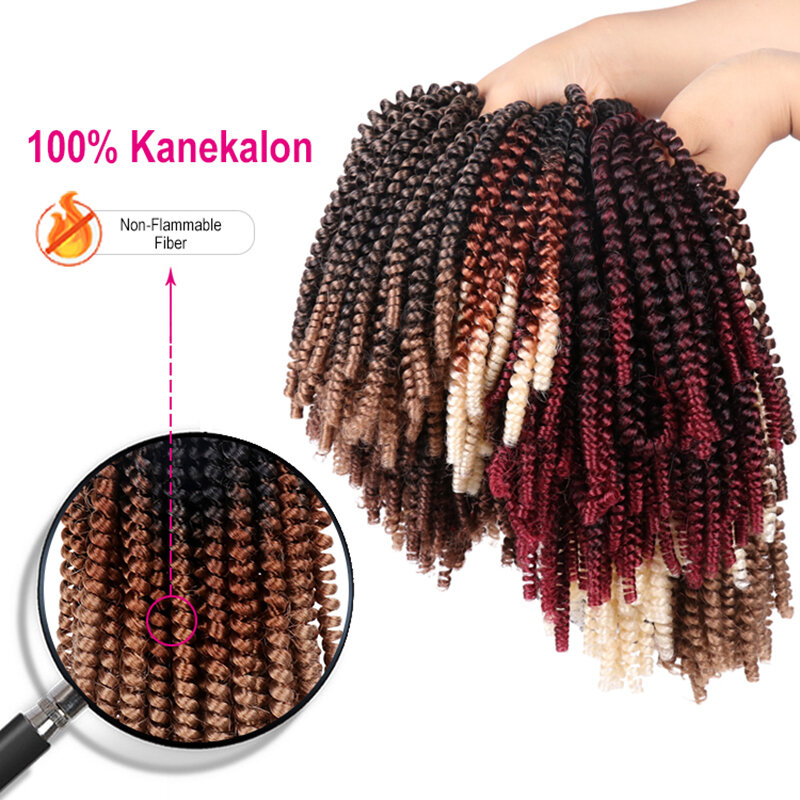 Julianna High Quality Kanekalon 8Inch 12Inch Ombre African Curls Spring Twist Synthetic Crochet Braiding Hair Extensions