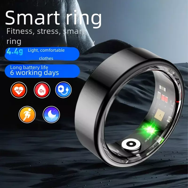 Smart Ring Männer Frauen Herzfrequenz Blut Sauerstoff Schlaf Gesundheit Monitor Sport Aktivität Fitness Tracker Ring R02 für Android iOS