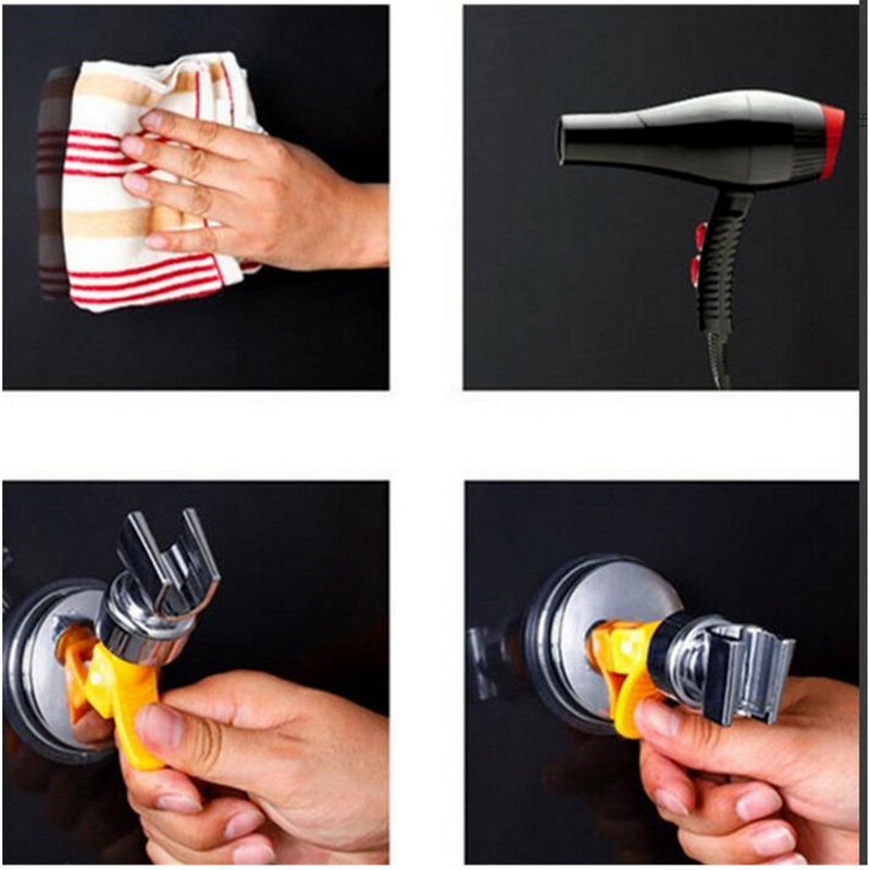 Adjustable Hand Shower Holder Suction Cup Holder Full Plating Shower Rail Head Holder Bathroom Bracket Stable Rotation Universal