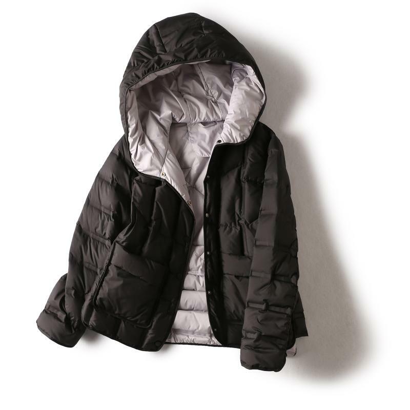 2024 여성 화이트 덕다운 재킷, 라이트 후드, 단색, 따뜻한 재킷, 한국 스타일, 90% 가을 겨울 신상