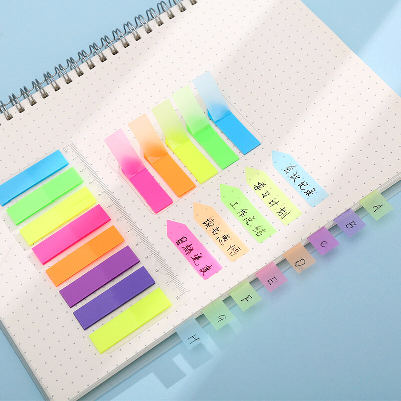 Zestaw kolorowych kartki samoprzylepne fluorescencyjnych notatnik zakładki banery przezroczyste kartki samoprzylepne materiały biurowe szkolne