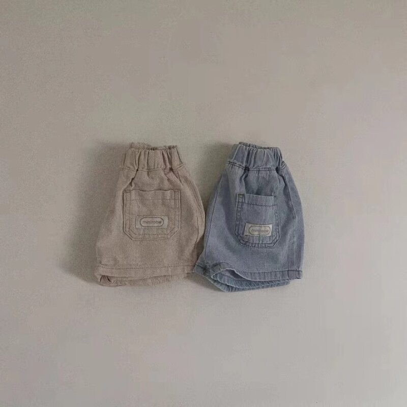 Новинка 2023, летние джинсовые шорты для малышей, хлопковые повседневные шорты для малышей, свободные винтажные повседневные брюки для малышей, детские короткие брюки, детская одежда