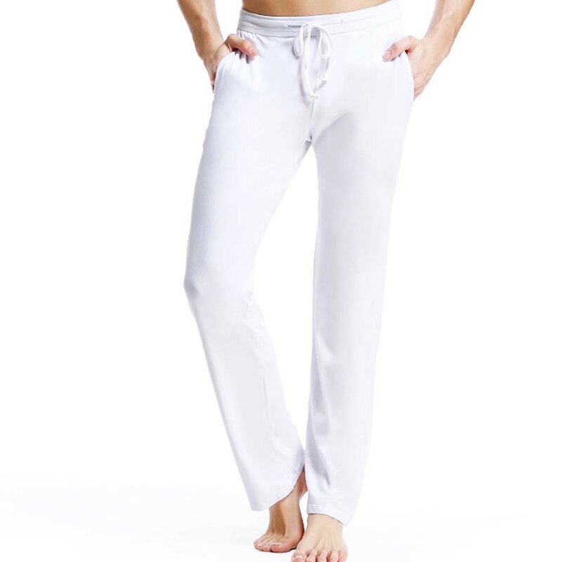 Calça casual masculina de pijama de algodão, calças esportivas soltas, cuecas macias e confortáveis, roupa interior elástica na cintura, tamanho grande
