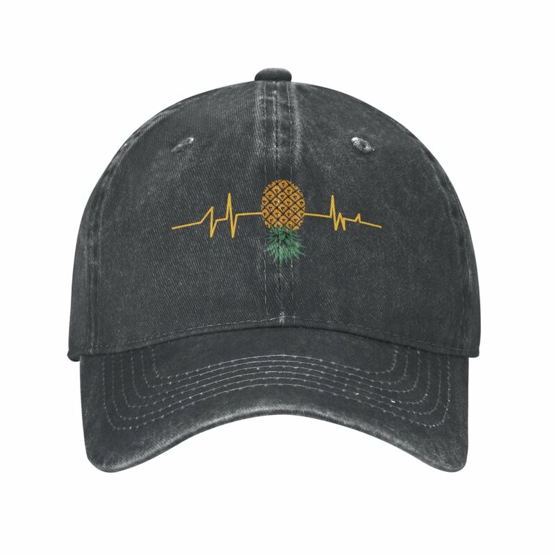 Heartbeat Upside Down Pineapple Trucker Hat Baseball Cap Adjustable Dad Hats Gift for Men Women Outdoor Activities Black