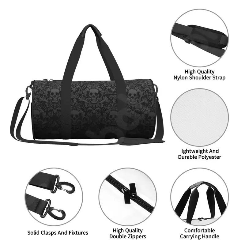 Viktoria nische gotische schwarze Schädel Sport Gym Duffle Reisetasche mit Schuh fach nasse Tasche für Männer und Frauen