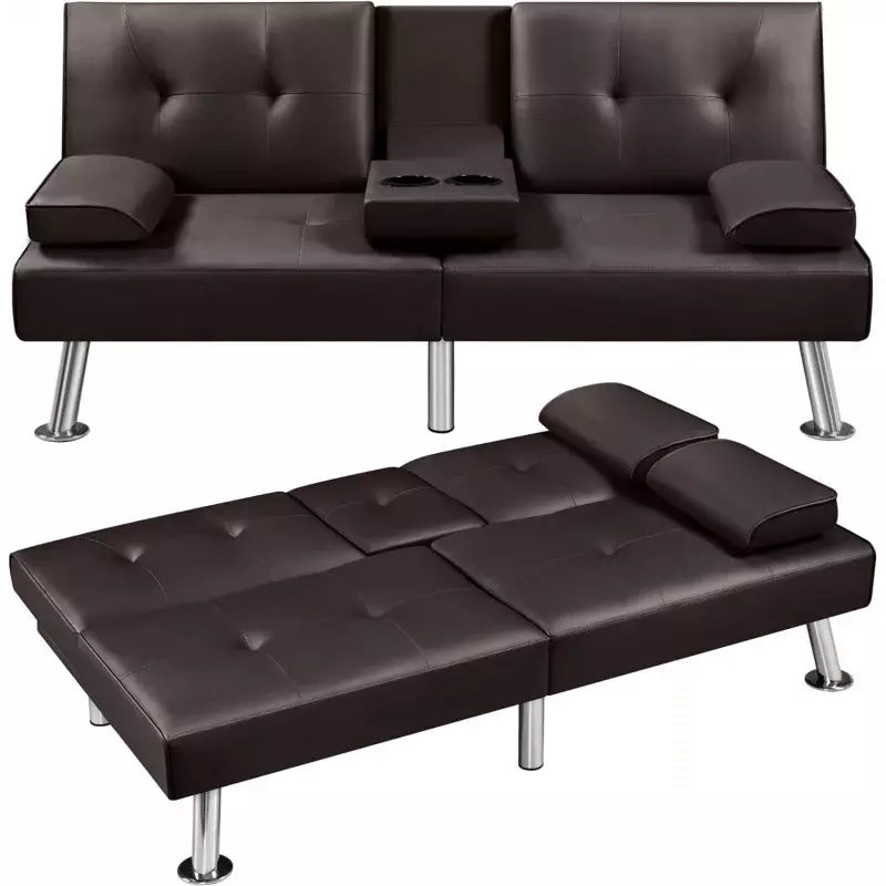 Yahetech-sofá Convertible ajustable para el hogar, mueble moderno de piel sintética Reversible, reposabrazos extraíbles, 3 ángulos