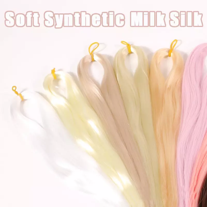 BJD SD-Peluca de seda de leche antimohair, peluca hecha a mano, gancho de trasplante de pelo de muñeca, fila de pelo blanco y negro, 80CM/40 CM