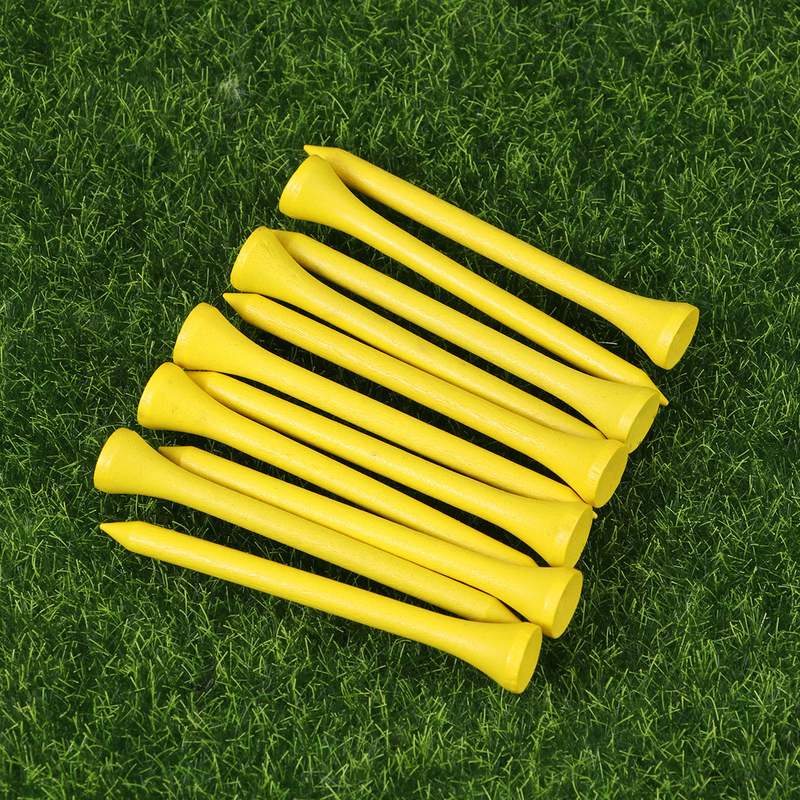 Golf de madera para deportes al aire libre, 100 piezas, 7cm de longitud, amarillo