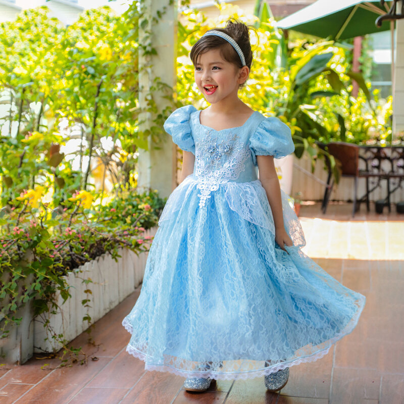 Vestido de princesa de Cenicienta para niñas, disfraz de fiesta de Halloween, vestido de cumpleaños para niños, ropa de decoración de lentejuelas