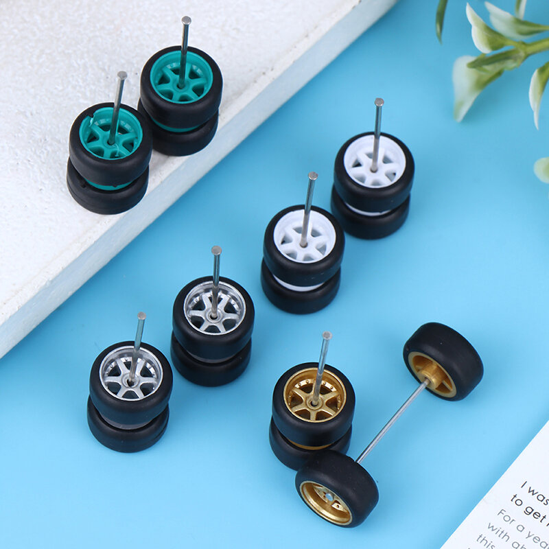 High Quality 6PCS 1:64 Wheels For Hotwheels With Rubber Tire Model Model Car Modified Parts Racing Vehicle Toys New 4Colors
