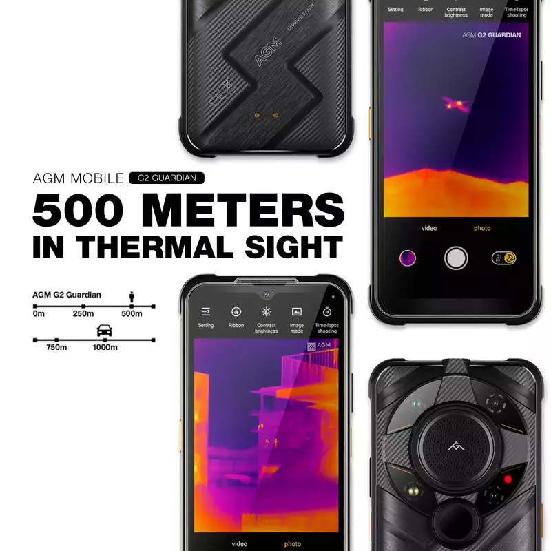 Wytrzymały smartfon AGM G2 Guardian 5G Obiektyw termowizyjny 500 m, obiektyw 10 mm, 25FPS, kamera 108 MP + 32 MP, 12+256G, bateria 7000 mAh,