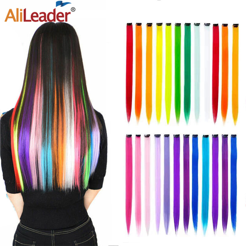 Alileader klip pada ekstensi rambut 57 warna rambut lurus Ombre Ekstensi klip dalam rambut suhu tinggi Faber potongan rambut
