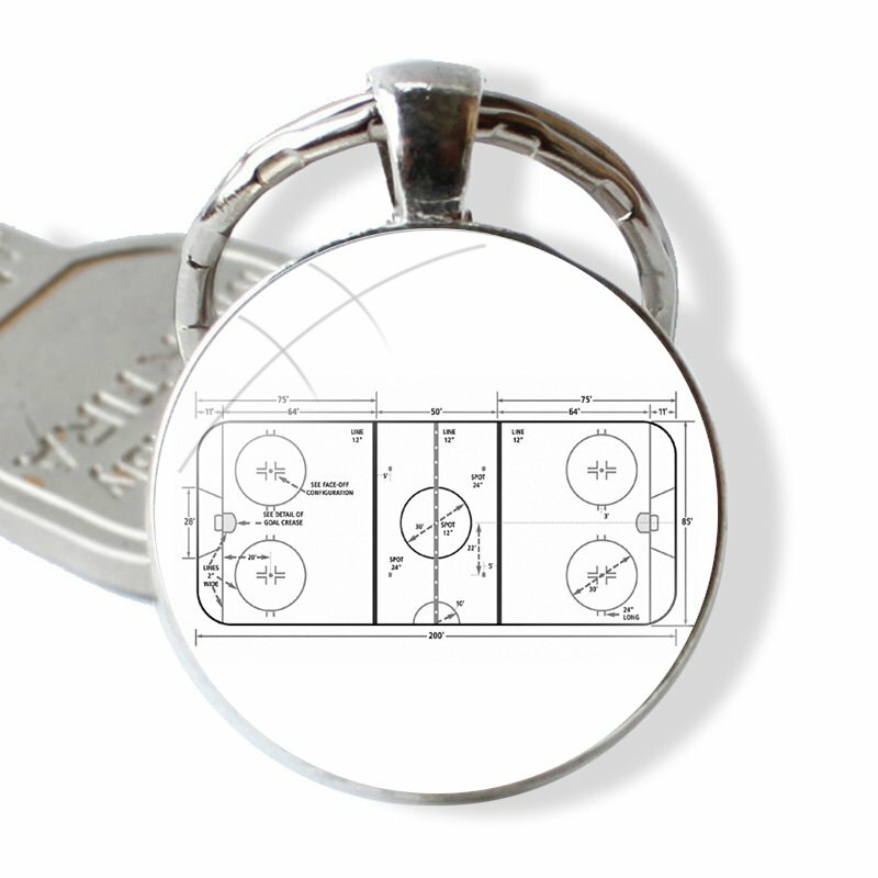 Schlüssel bund hand gefertigte Glas Cabochon Schlüssel ring halter Anhänger Schlüssel anhänger Eishockey Spielplatz Raum