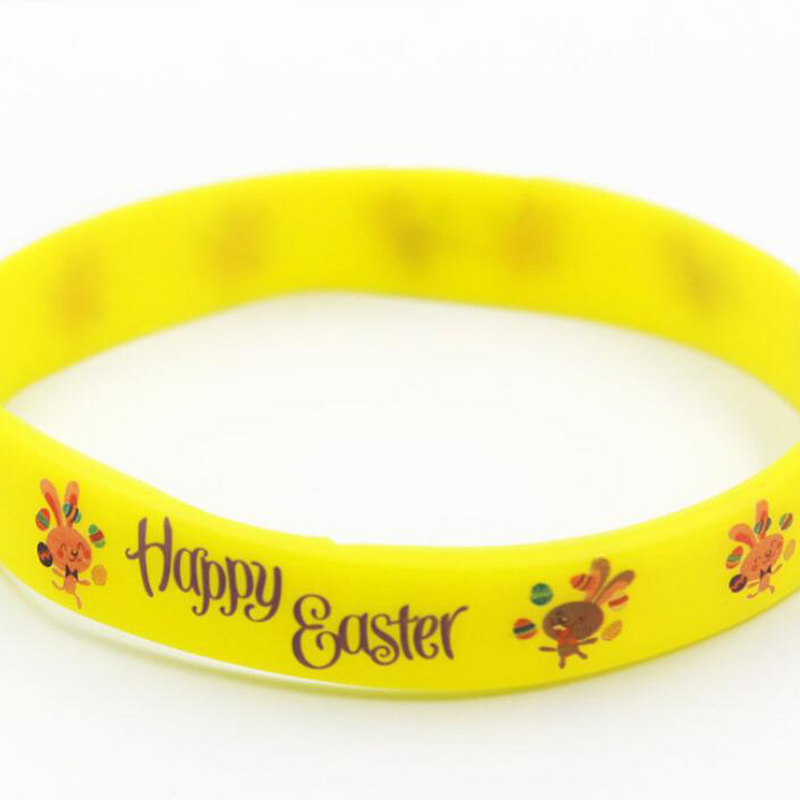 Easter Pattern Silicone Wristbands, Cadeia Mão, Pulseira dos desenhos animados, Noctilucent, Acessórios Festa, Moda, 10Pcs