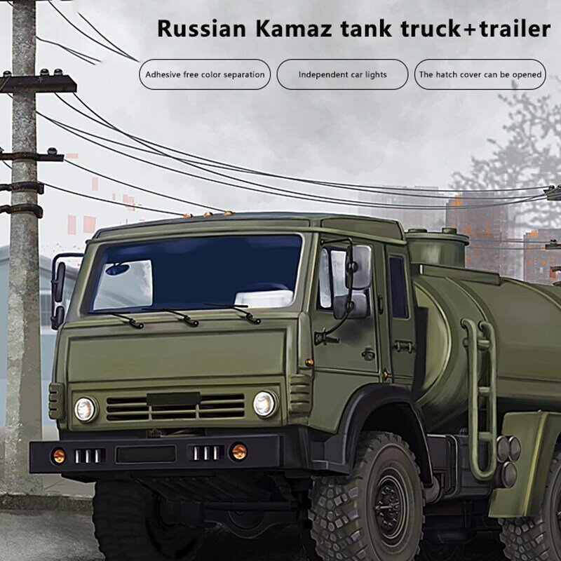 KAMAZ-5350ประกอบรถบรรทุกทหารรัสเซีย1/72โมเดลจรวดจำลองปืนใหญ่ของเล่นเด็กผู้ชาย
