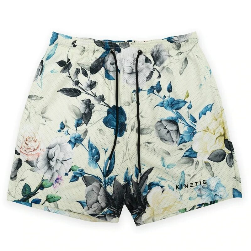 Pantalones cortos de poliéster para hombre, Shorts informales con diseño de rosas, estilo Hip Hop, transpirables, bordados, secado rápido, novedad de verano