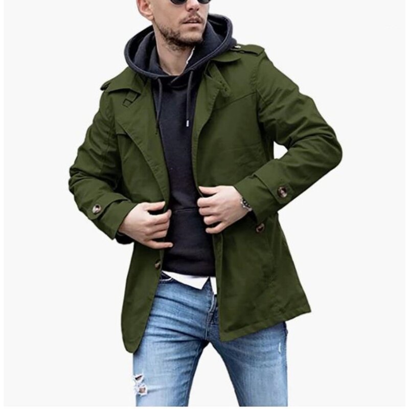 Wepbel Mid-Length Jackets Trench Coat Women Fashion Handsome Jackets Outwear Long Sleeve Single Breasted Straight Trench Coat