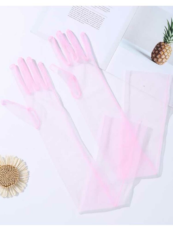 Розовые перчатки около 55 см