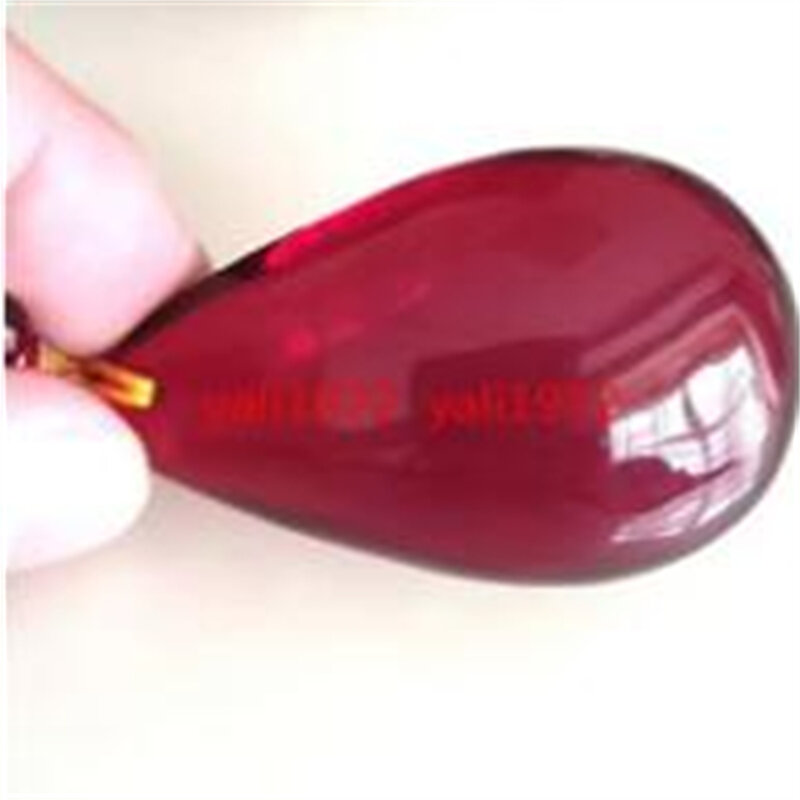 Colgante de gota de agua de ámbar roja Natural Certificada de 52mm + collar de cuentas de 6mm de 25"