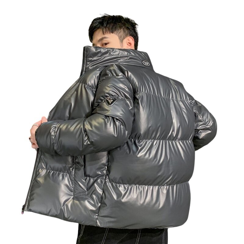 Мужское хлопковое пальто большого размера с отворотом, зимнее Свободное пальто, однотонное теплое яркое ветрозащитное пальто, Прямая поставка