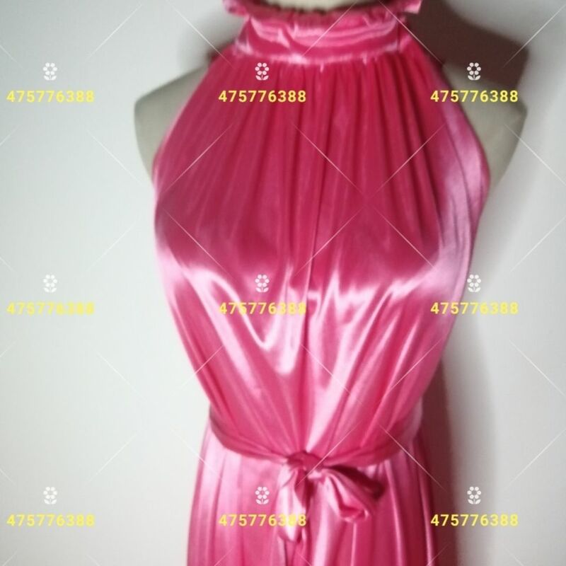 Сексуальное женское глянцевое атласное длинное платье с лямкой на шее без рукавов свободное шелковое платье-макси спальный халат