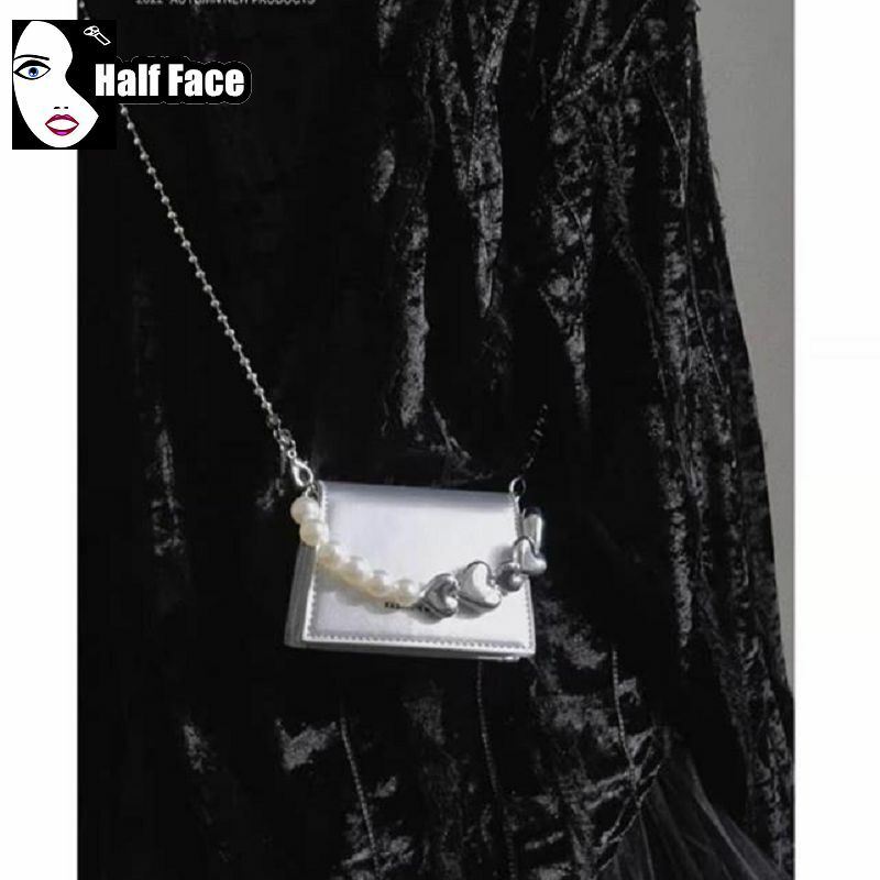 Y2k würziges Mädchen Harajuku Frauen Gothic Punk eine Schulter fort geschrittene Liebe Perlenkette Lolita Mini Design vielseitige Umhängetaschen Tasche
