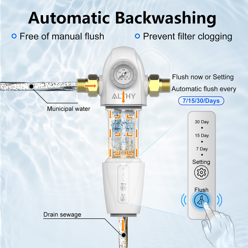 ALTHY PRE-AUTO2 Automatic Flushing Backwash Prefilter, Spin Down Sedimentos Filtro De Água, Central Whole House Purificador Sistema