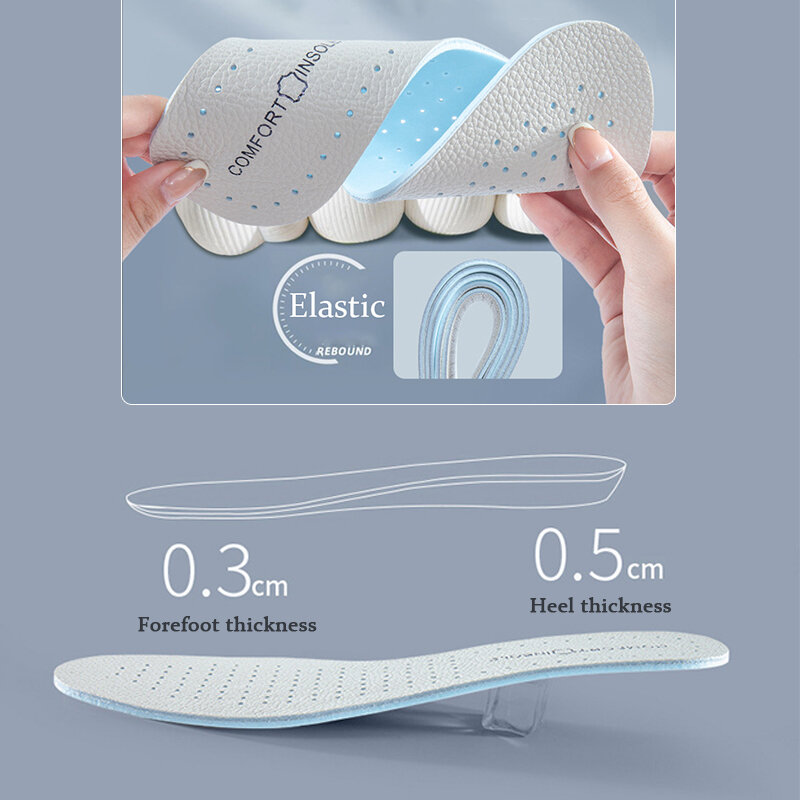 Latex Cowhide Insoles Thin Leathe Soft Sports Insole Arch Support Comfortable Shock Absorption Breathable Deodorization Shoe Pad
