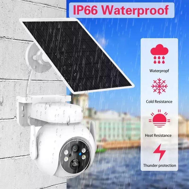 Kamera tenaga surya 360 ° WIFI 5MP, PIR deteksi manusia keamanan luar ruangan dengan Panel surya nirkabel pengawasan kamera baterai PTZ iCsee