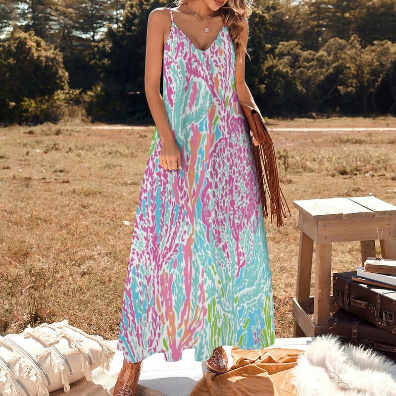 Lilly inspirierte Print ärmellose Kleid Sommer Outfits für Frauen Abendkleid Frauen Abendkleider Frauen
